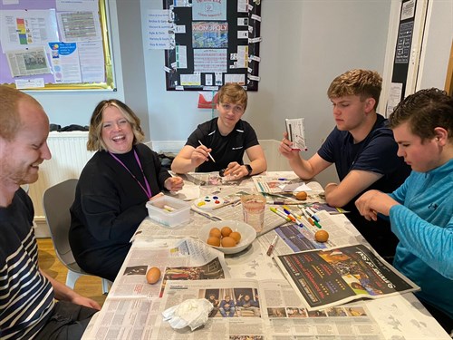 Easter Activities Students And Staff Decorating Eggs