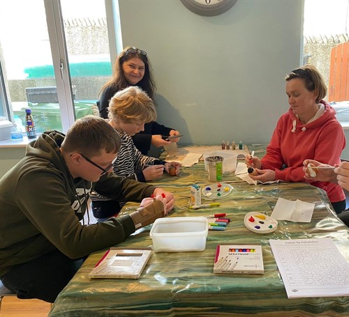 Easter Activities Students And Staff Drawing On Eggs