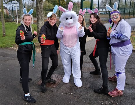 TFS Easter Bunny With Students