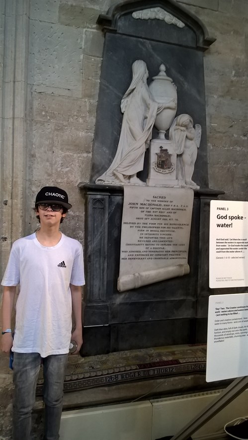 Student Outside Exeter Cathedral