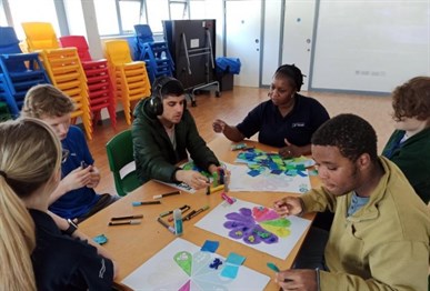 Students Together Doing Crafts