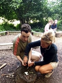 Student And Teacher In Woods