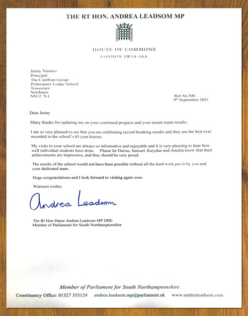 Potterpurys Letter Andrea Leadsom MP