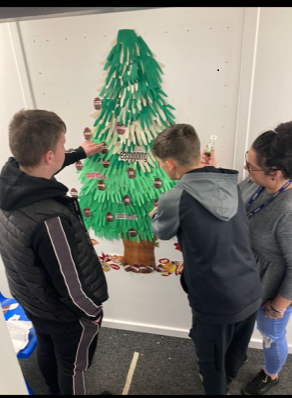 Students Putting Kind Words On Tree