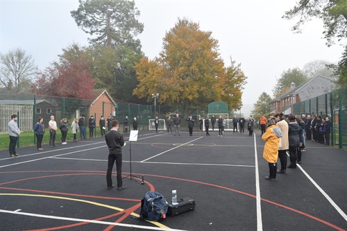 Students And Staff Standing For Two Minutes Silence