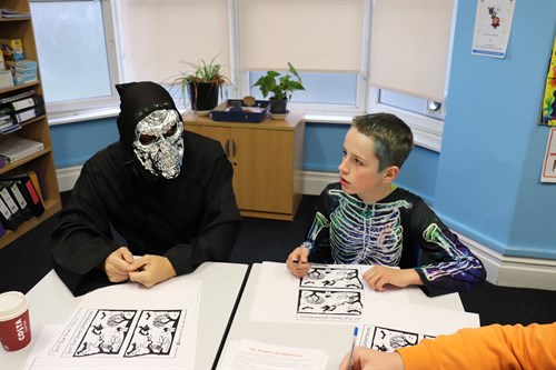Student With Skull Mask