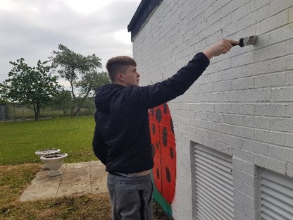 Hartlepool Male Student Painting Wall