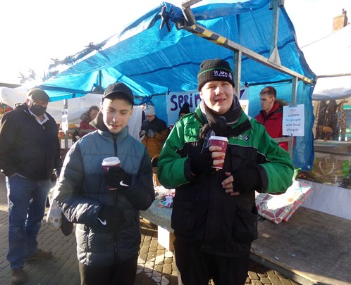 Male Students Drinking Hot Chocolate