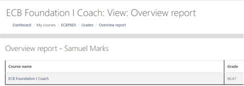 Sams Results For Coach Course