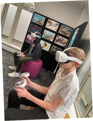 Two Male Students Using VR Headset