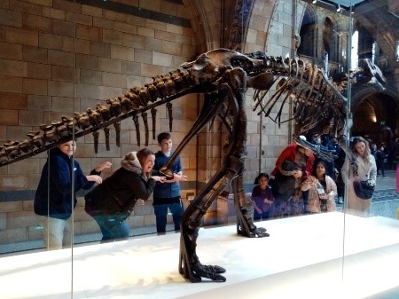 Students With Dinosaur Skeleton