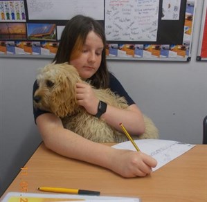 PSHE Lessons Female Student With Therapy Assistant Reuben