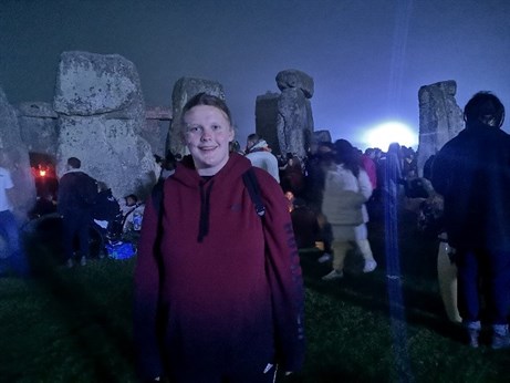 The Longest Day Student Smiling At Stone Henge