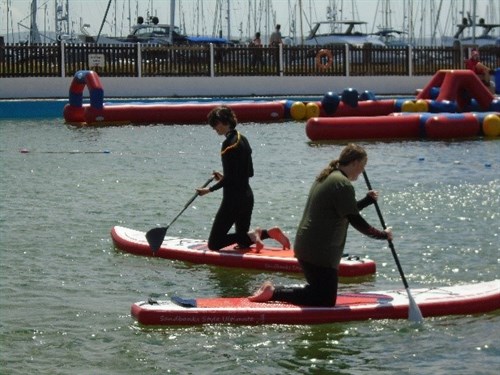 Paddle Boarding Students Practising