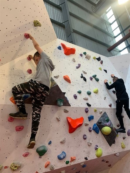 Sunderland Climbing Wall Students Racing