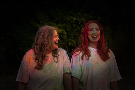 Grateley Paint Powder Image Of Two Female School Leavers