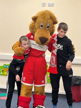 Middlesbrough FC Football Match Students With Mascot