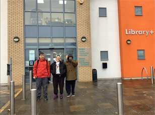 Young People Outside Libary